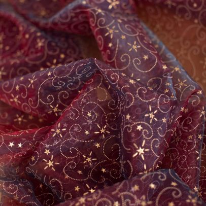 Arany nyomott lila organza